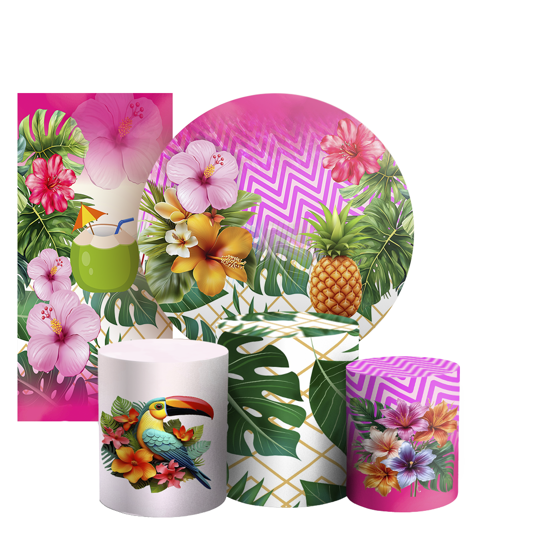 Arte Digital Painel de Festa - Tropical Floral 804657