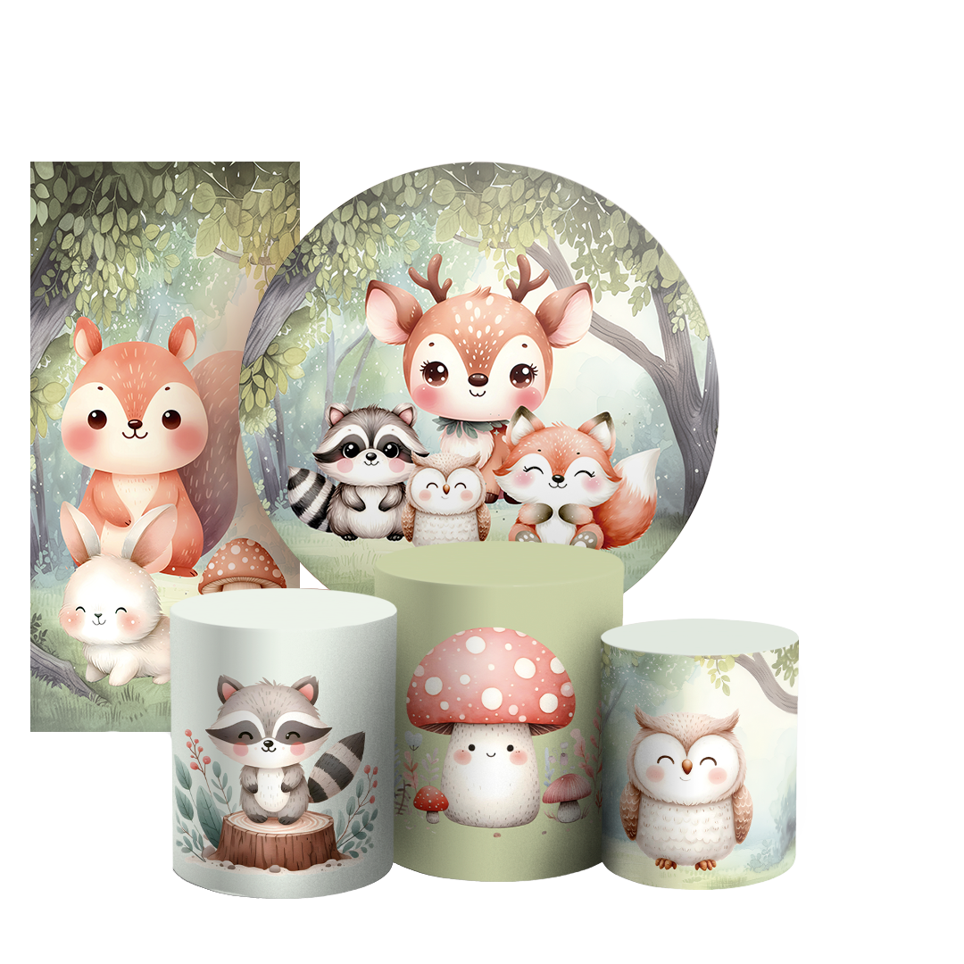 Arte Digital Painel de Festa - Animais Bosque Encantado 804667