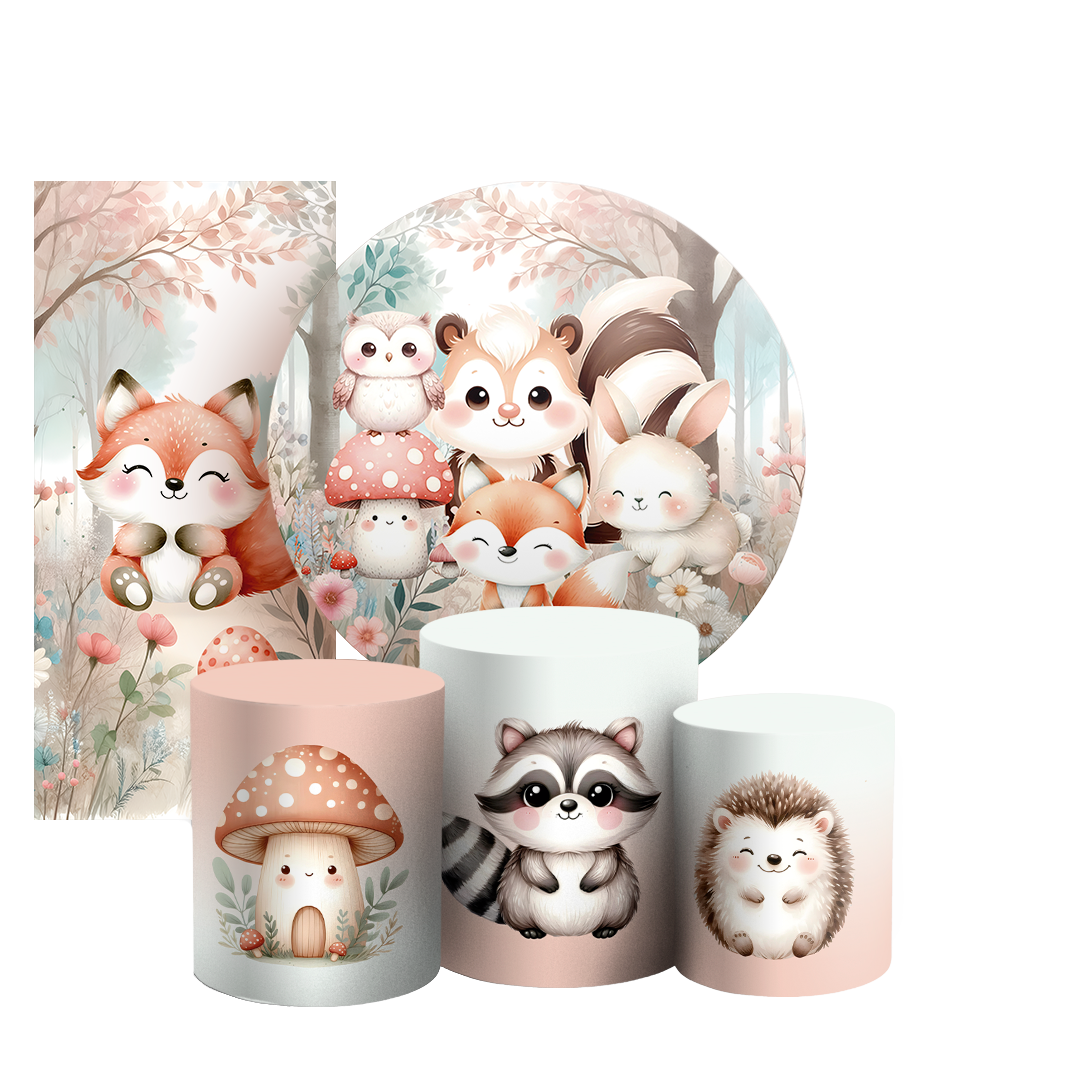 Arte Digital Painel de Festa - Animais Bosque Encantado 804669