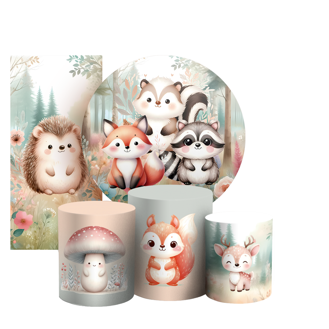 Arte Digital Painel de Festa - Animais Bosque Encantado 804671