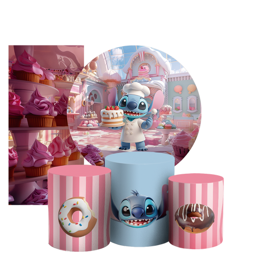 Arte Digital Painel de Festa - Stitch Confeiteiro 804710