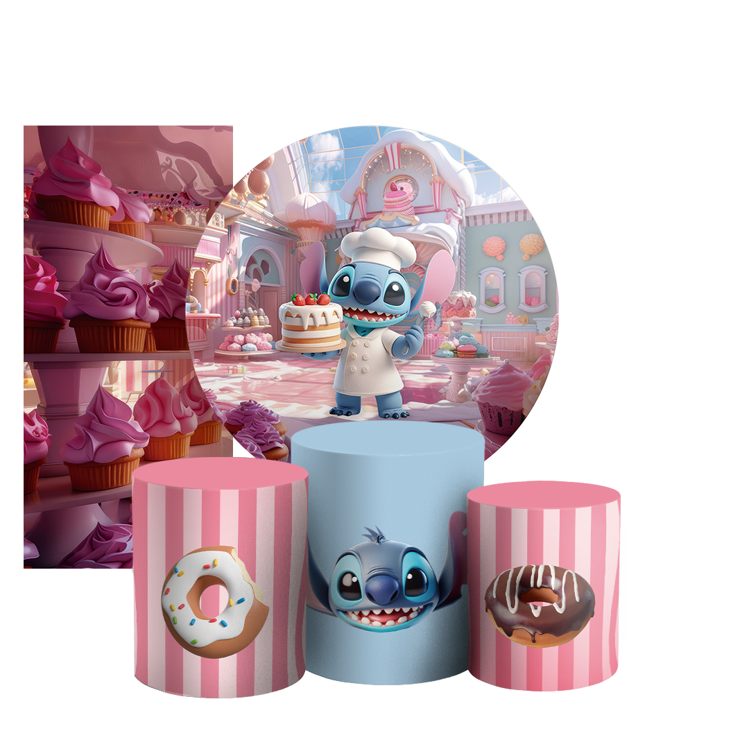 Arte Digital Painel de Festa - Stitch Confeiteiro 804710