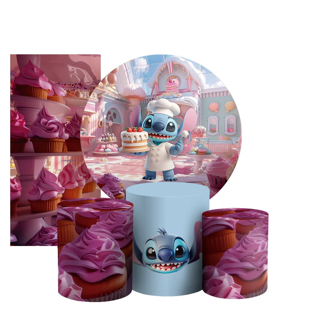 Arte Digital Painel de Festa - Stitch Confeiteiro 804711