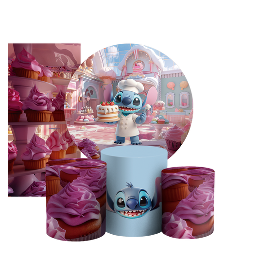 Arte Digital Painel de Festa - Stitch Confeiteiro 804711