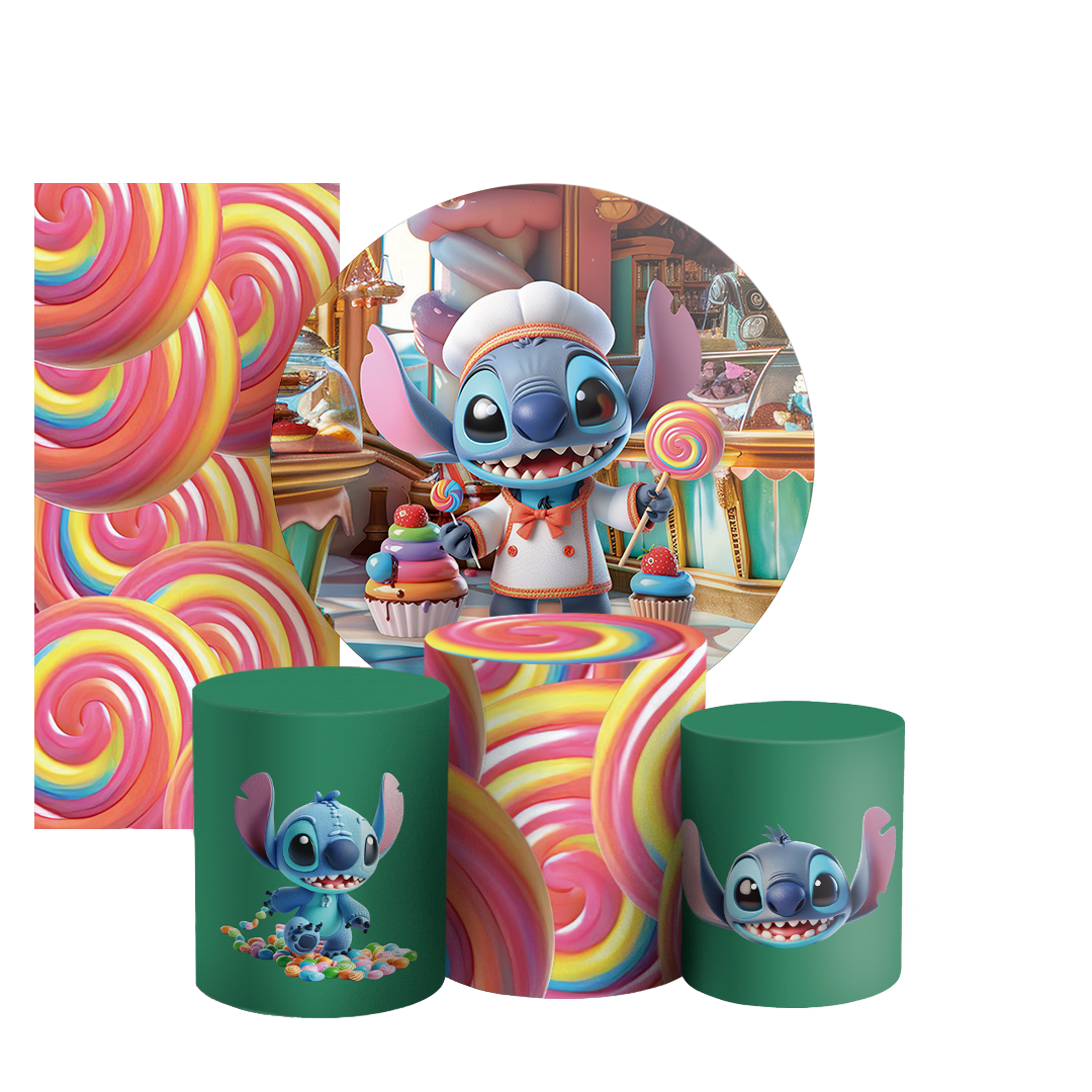 Arte Digital Painel de Festa - Stitch Confeiteiro 804712