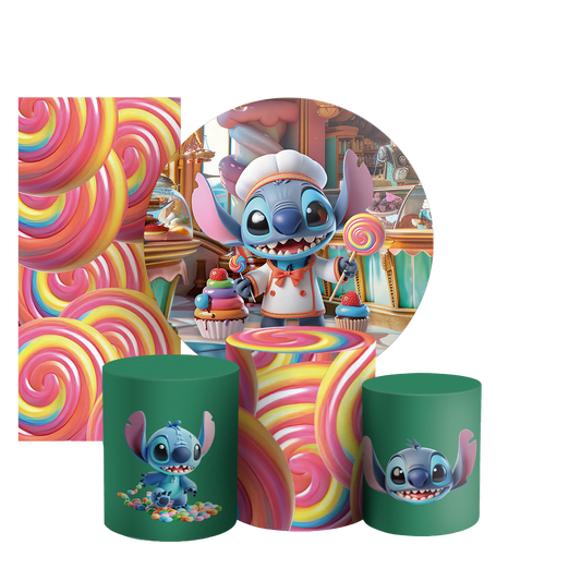 Arte Digital Painel de Festa - Stitch Confeiteiro 804712