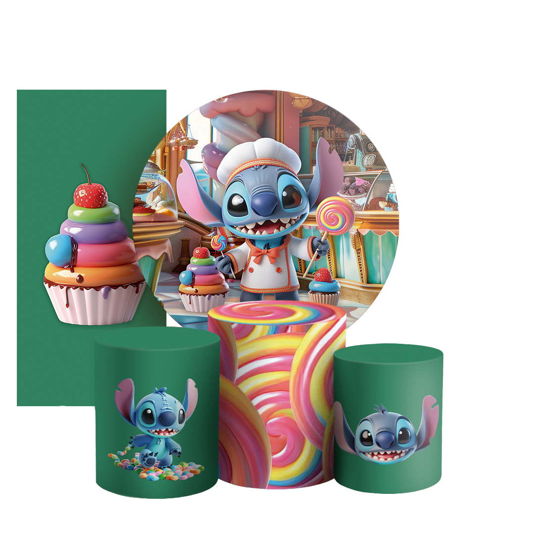 Arte Digital Painel de Festa - Stitch Confeiteiro 804713