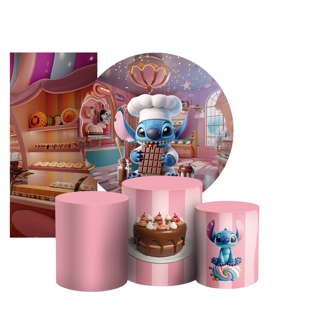 Arte Digital Painel de Festa - Stitch Confeiteiro 804714