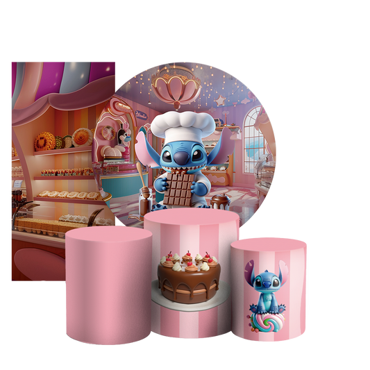 Arte Digital Painel de Festa - Stitch Confeiteiro 804714