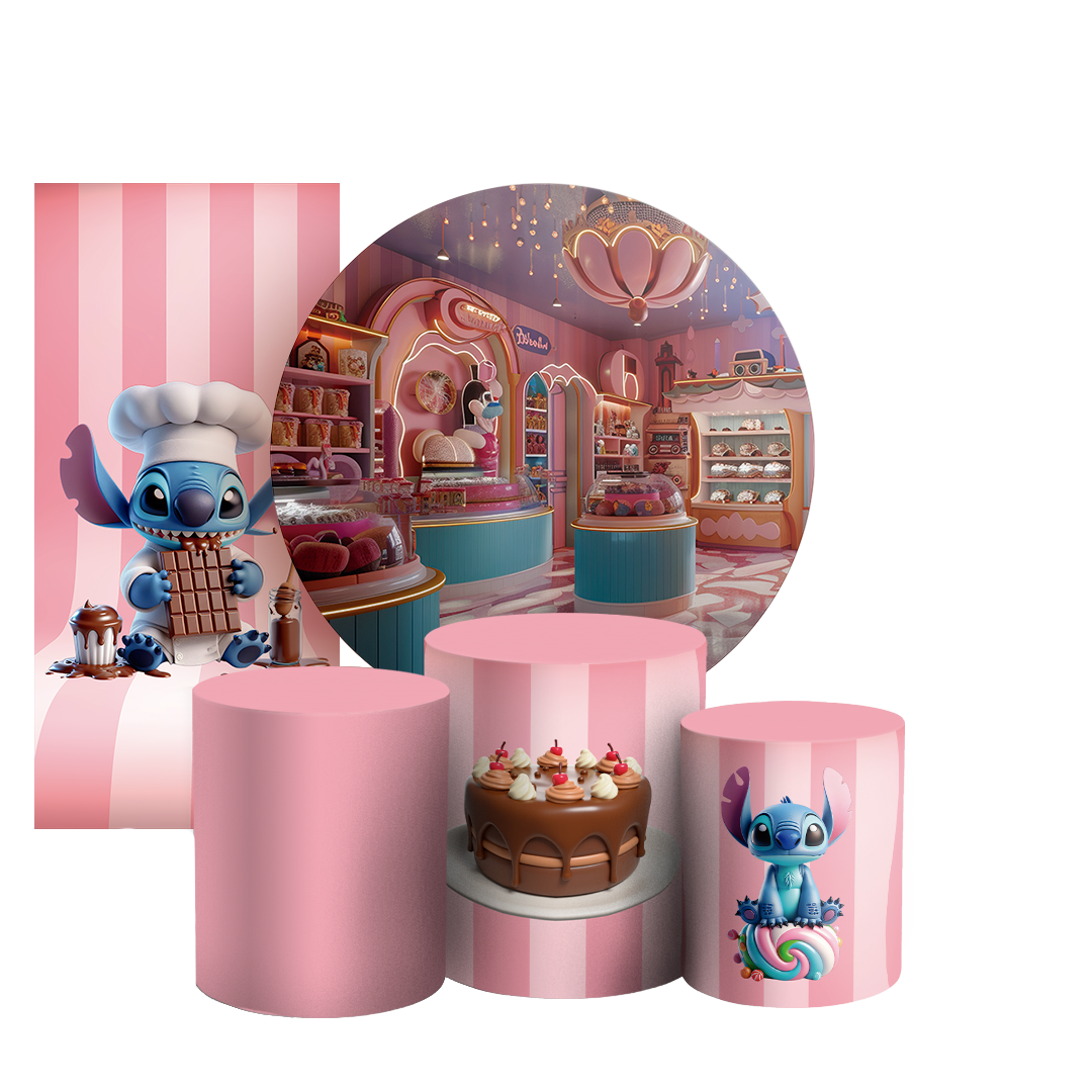 Arte Digital Painel de Festa - Stitch Confeiteiro 804715