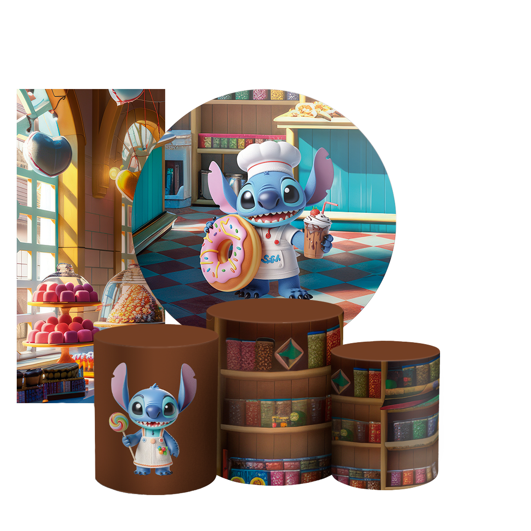 Arte Digital Painel de Festa - Stitch Confeiteiro 804716