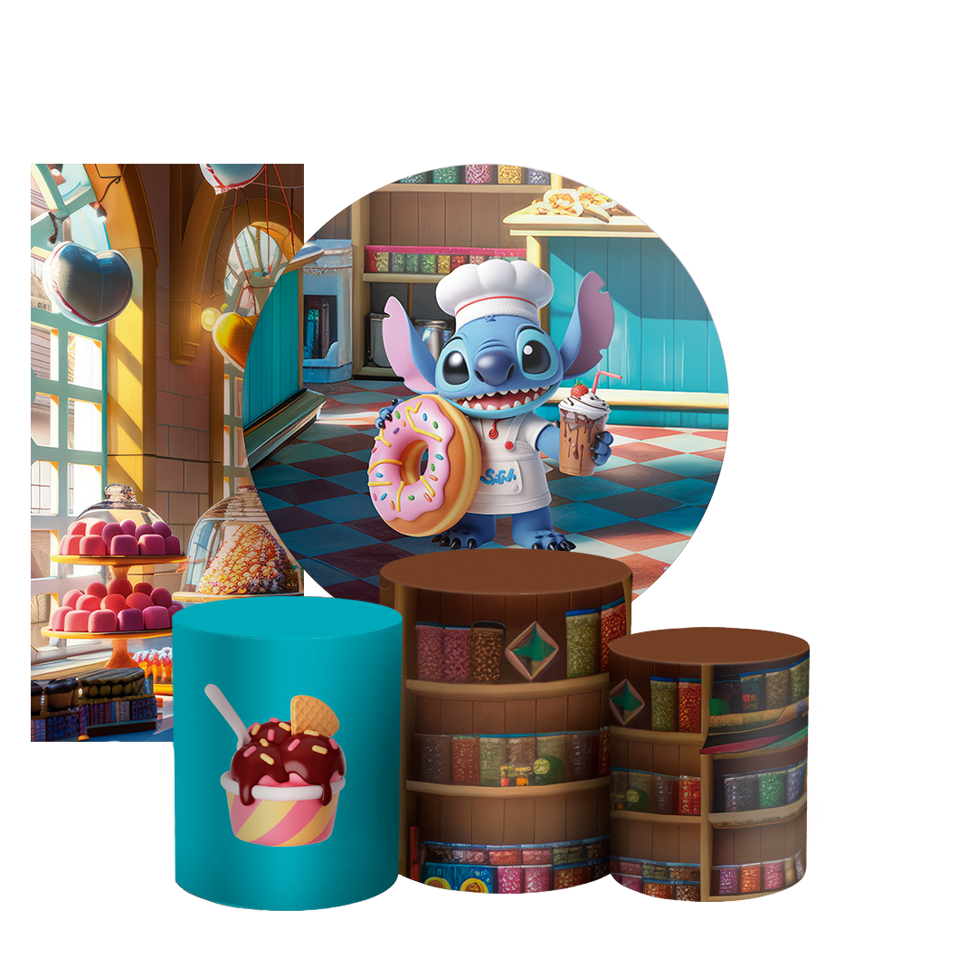 Arte Digital Painel de Festa - Stitch Confeiteiro 804717