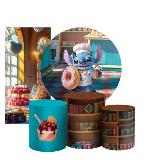 Arte Digital Painel de Festa - Stitch Confeiteiro 804717