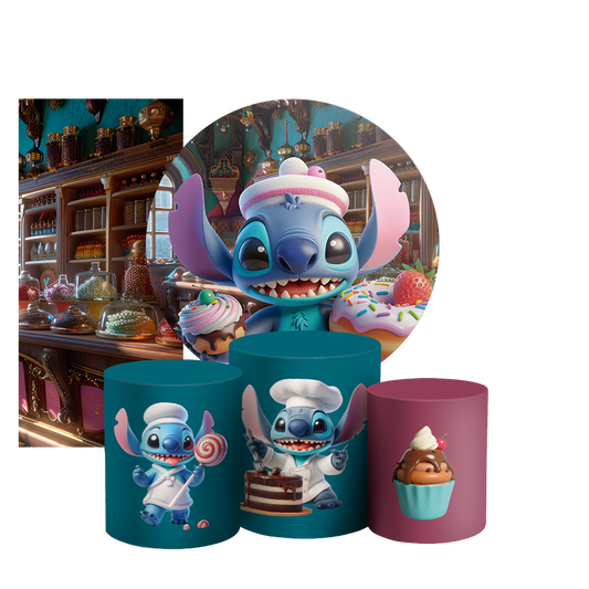 Arte Digital Painel de Festa - Stitch Confeiteiro 804718