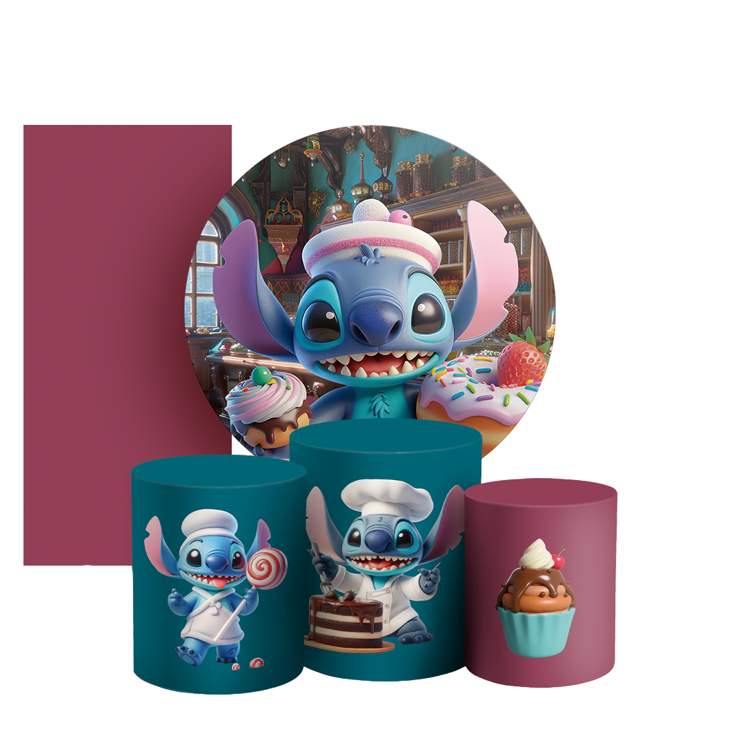 Arte Digital Painel de Festa - Stitch Confeiteiro 804719