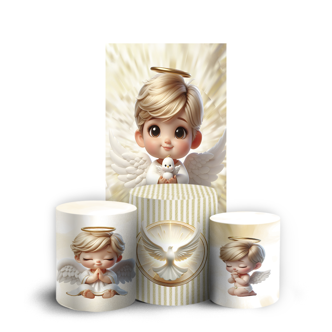 Arte Digital Painel de Festa - Anjos Batismo 804796