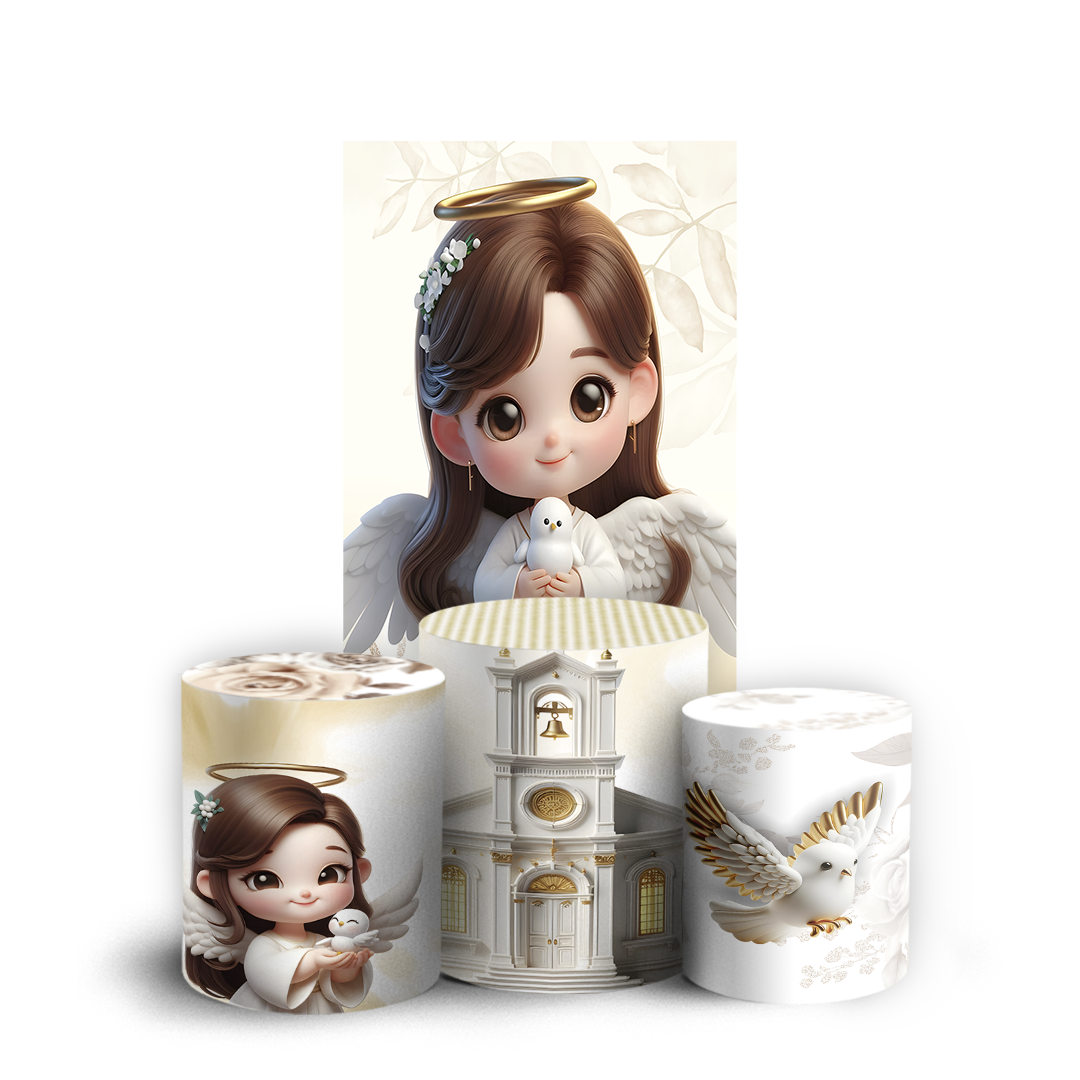 Arte Digital Painel de Festa - Anjos Batismo 804799