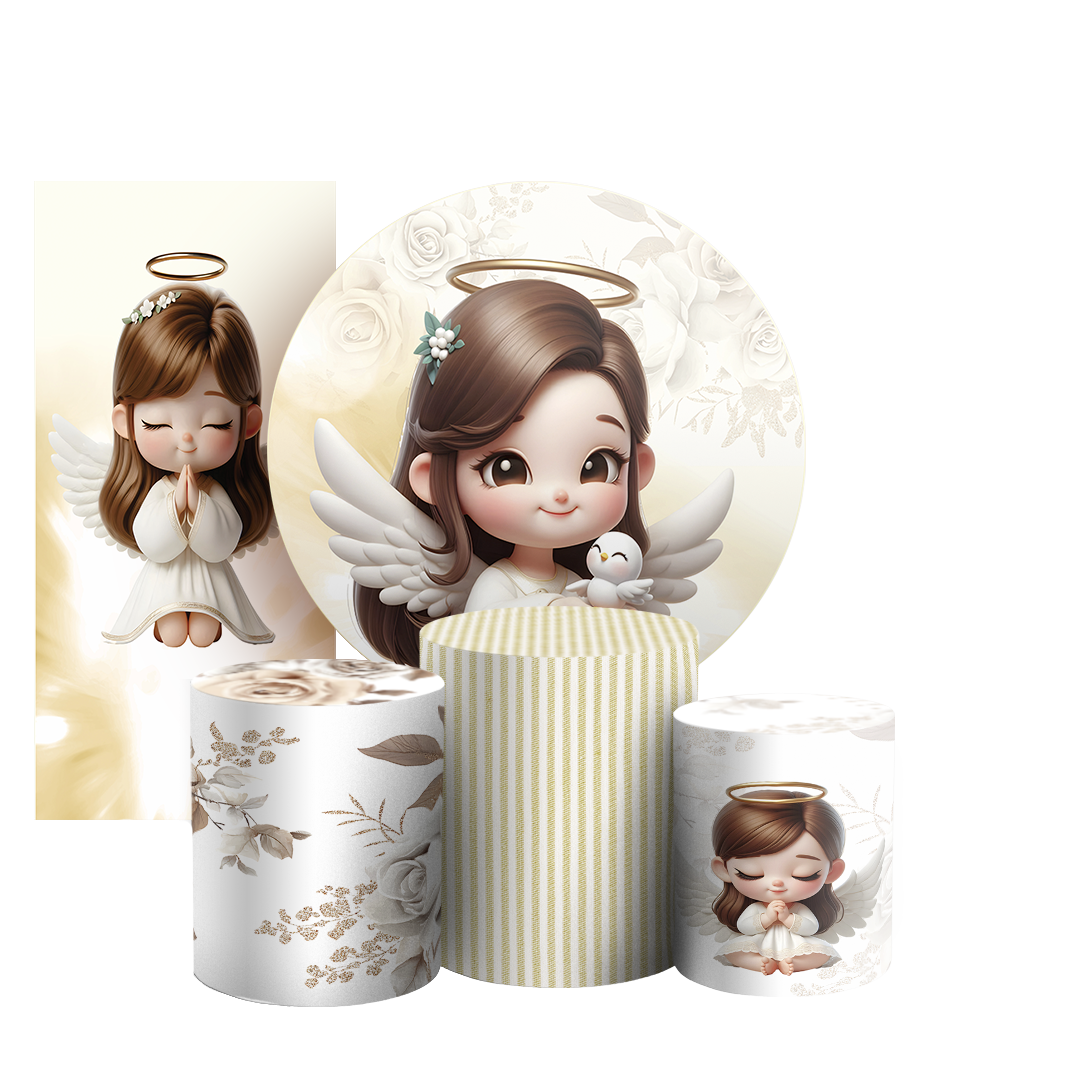 Arte Digital Painel de Festa - Anjos Batismo 804815