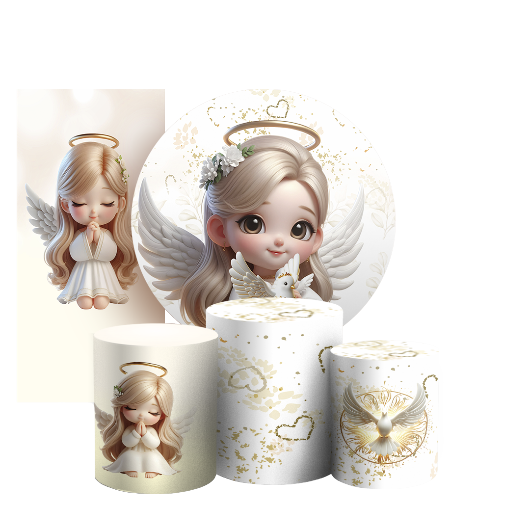 Arte Digital Painel de Festa - Anjos Batismo 804816