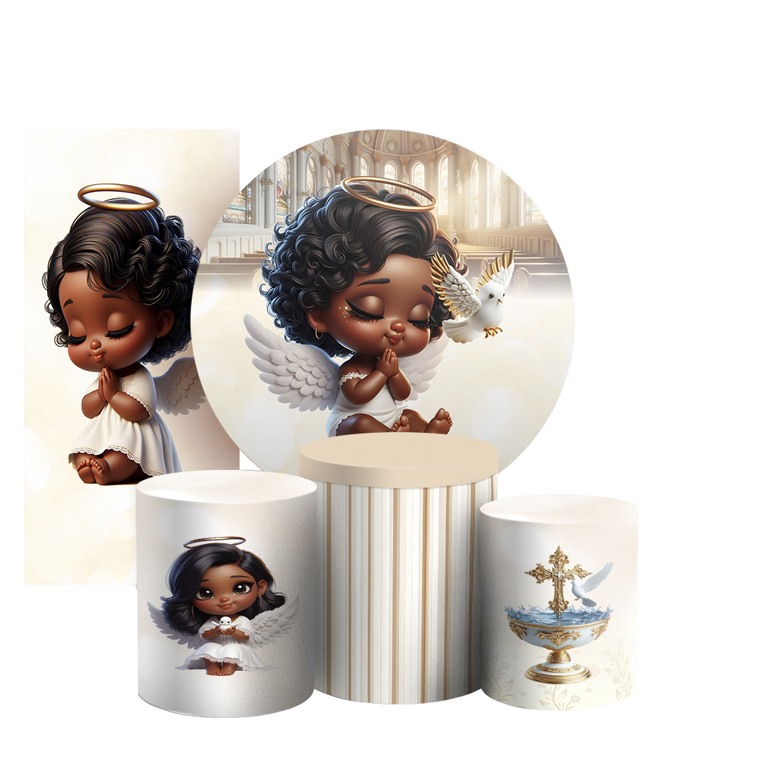 Arte Digital Painel de Festa - Anjos Batismo 804817