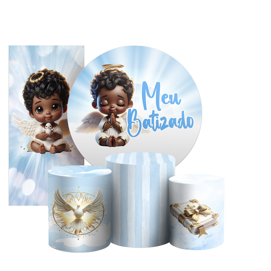 Arte Digital Painel de Festa - Anjos Batismo 804819