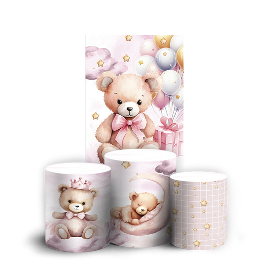 Arte Digital Painel de Festa - Ursinho Rosa 804911