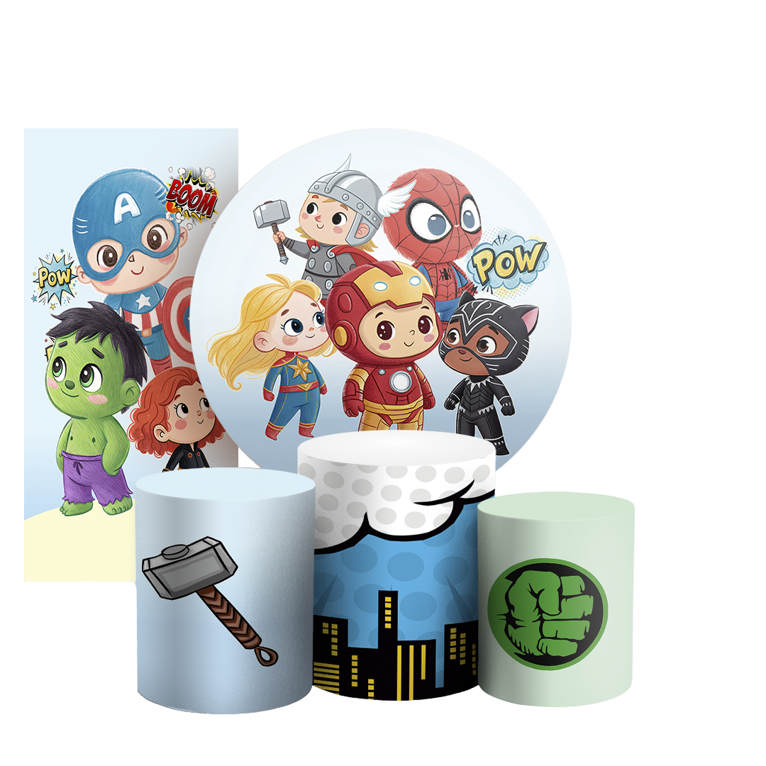 Arte Digital Painel de Festa - Herois Vingadores 804941