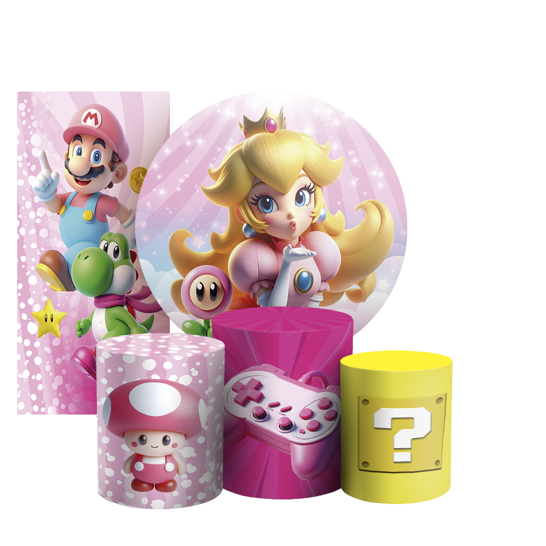 Arte Digital Painel de Festa - Princesa Peach Super Mario 805005