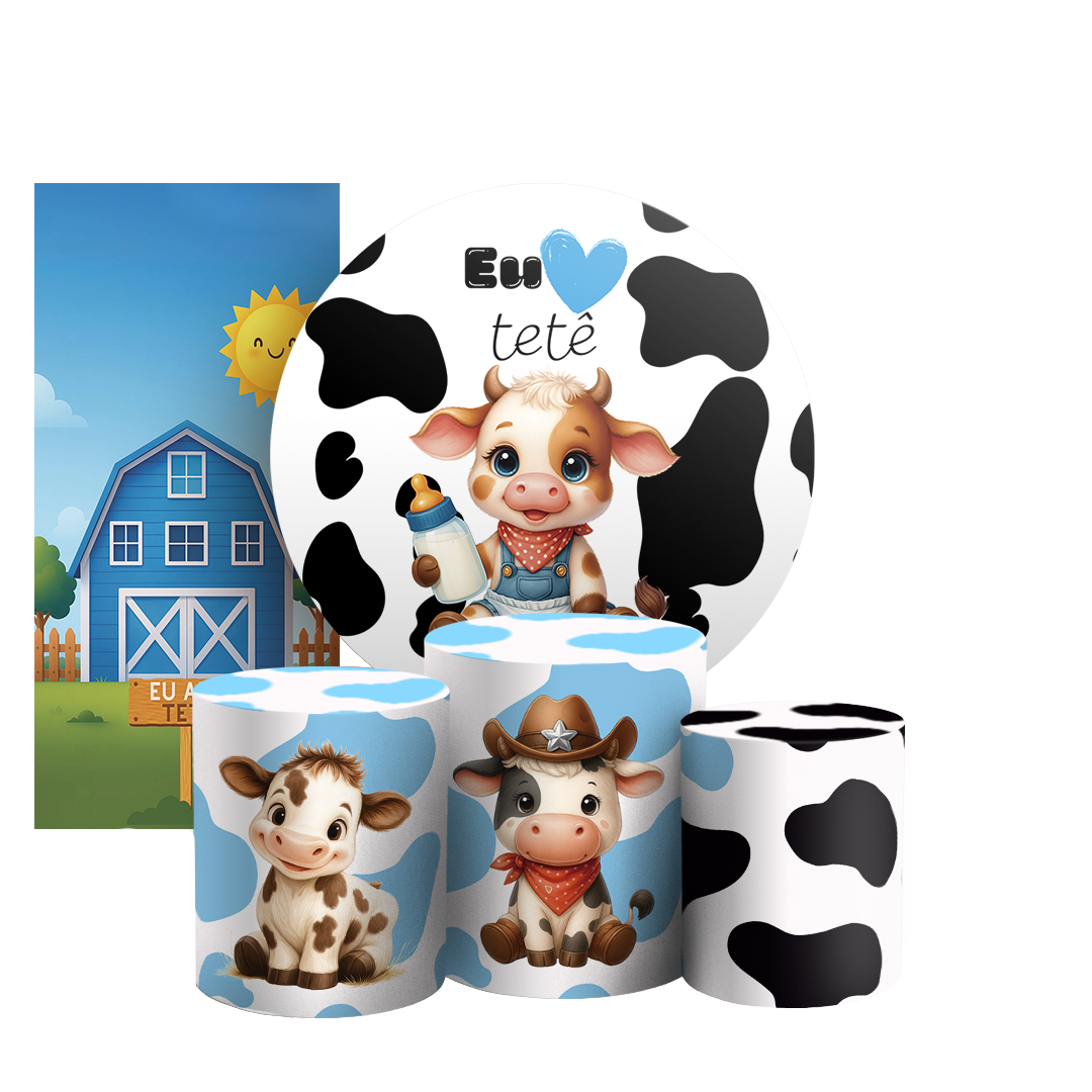 Arte Digital Painel de Festa - Vaquinha Eu Amo Tetê 805481