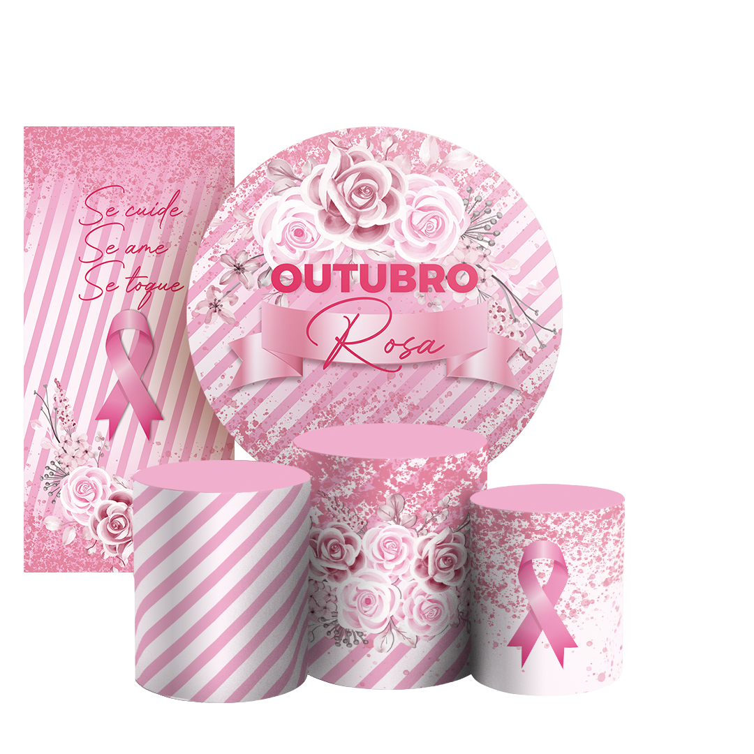 Arte Digital Painel de Festa - Outubro Rosa 805541