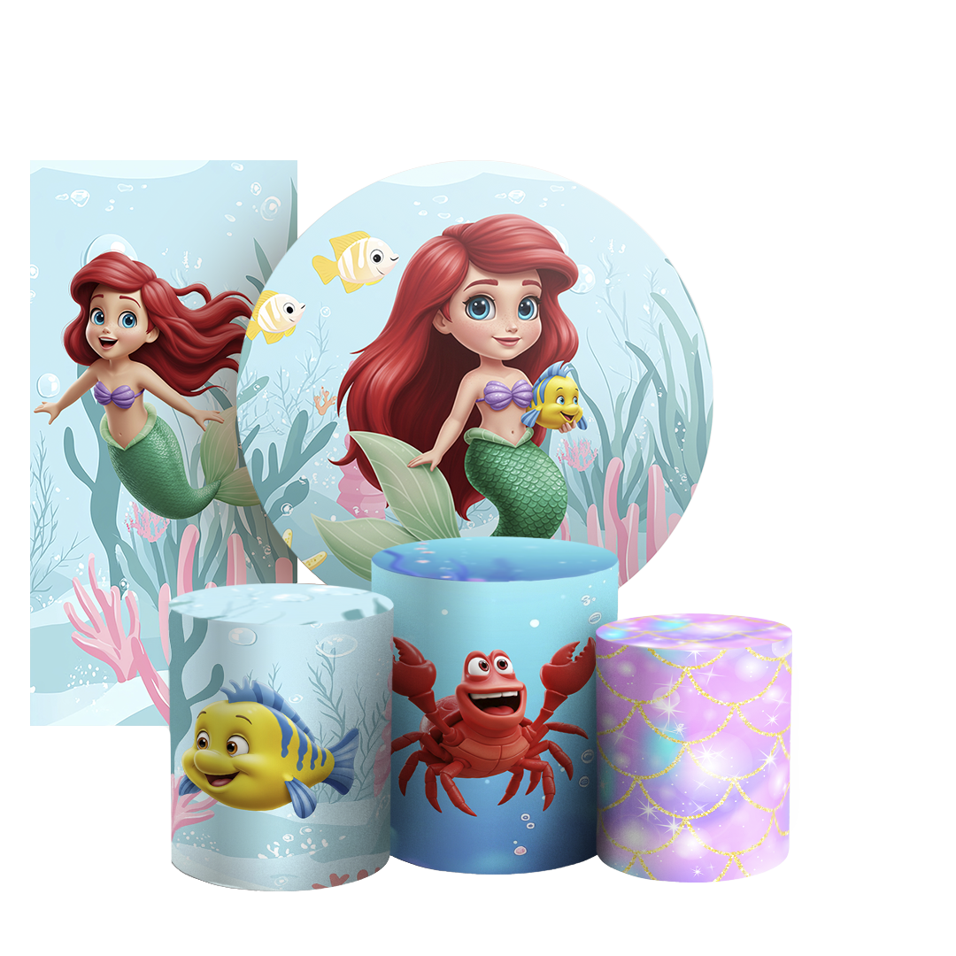 Arte Digital Painel de Festa - Princesa Ariel Pequena Sereia 805580