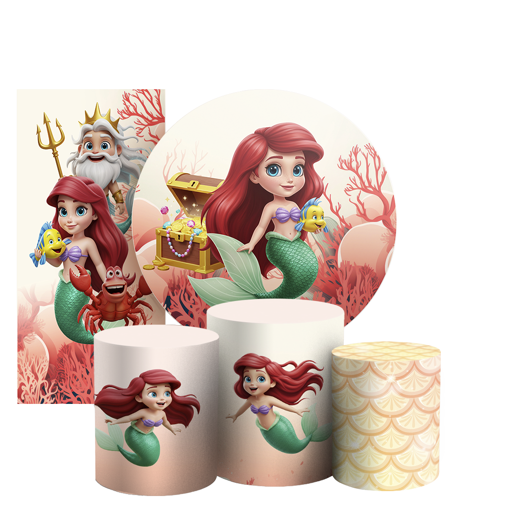 Arte Digital Painel de Festa - Princesa Ariel Pequena Sereia 805581