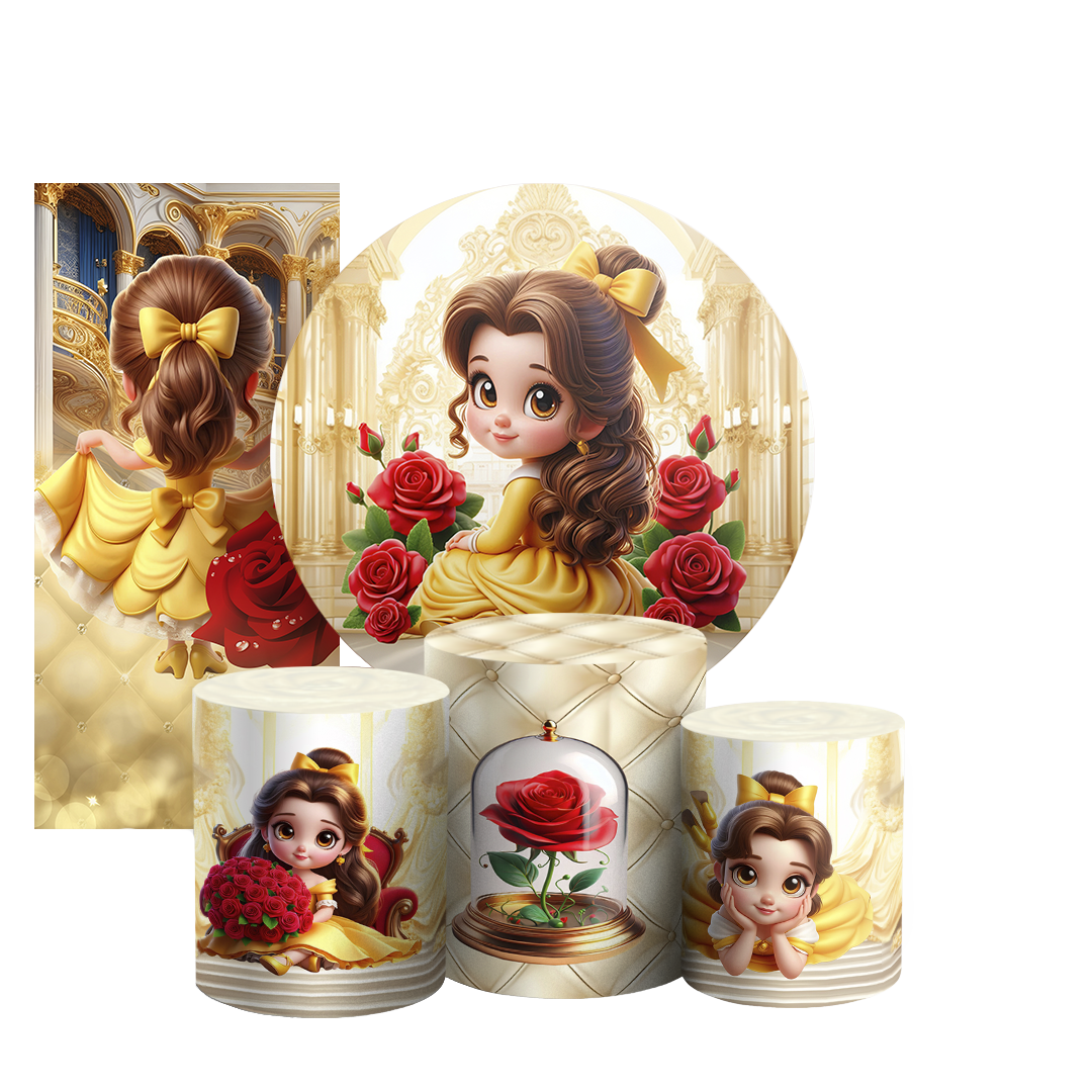 Arte Digital Painel de Festa - Princesa Bela 805584