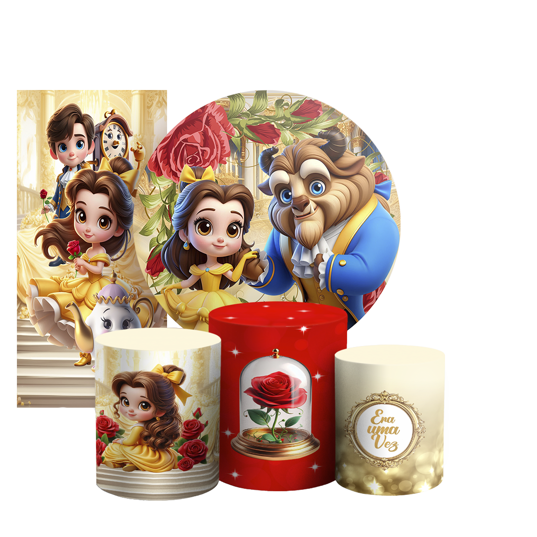 Arte Digital Painel de Festa - Princesa Bela 805585