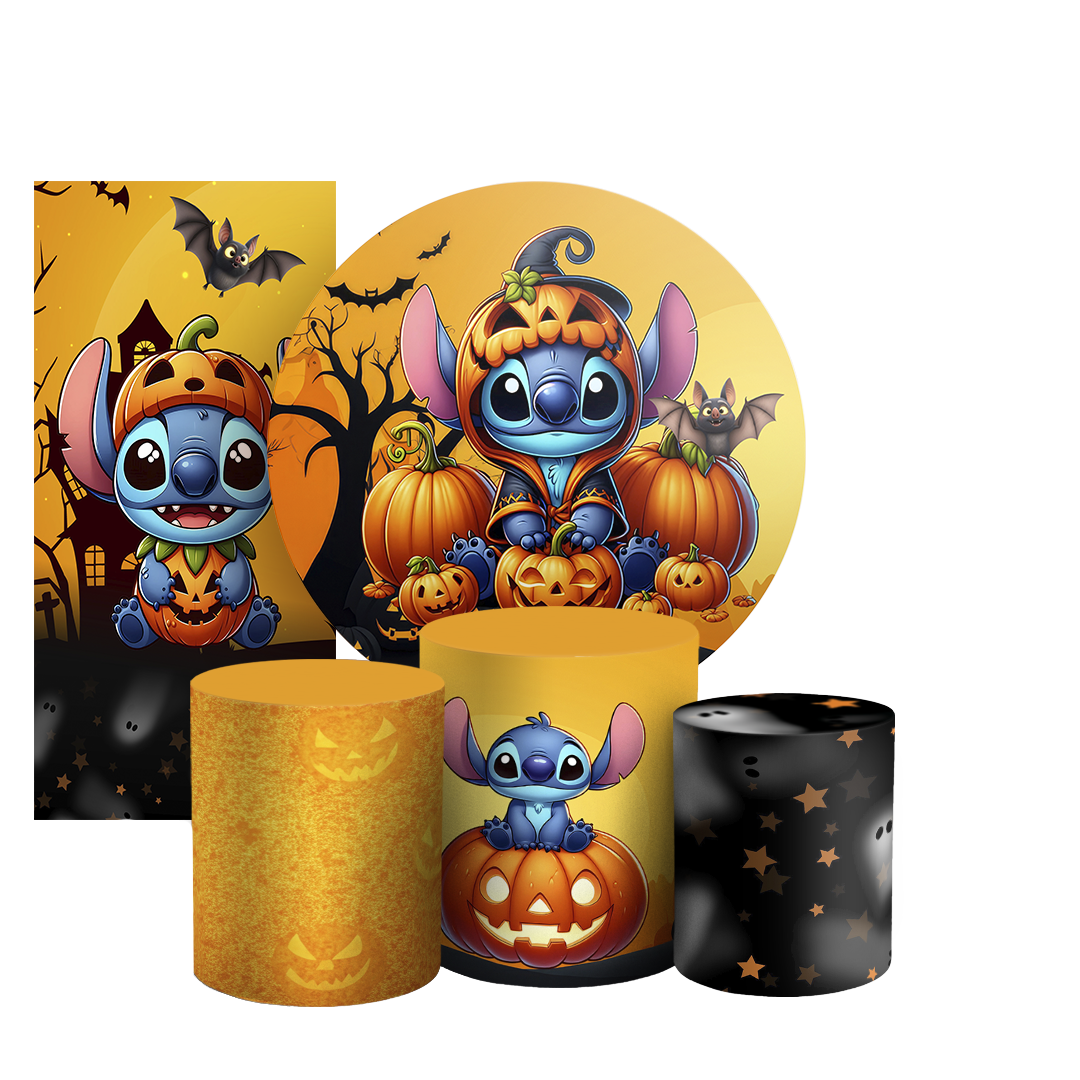 Arte Digital Painel de Festa - Stitch Halloween 805821