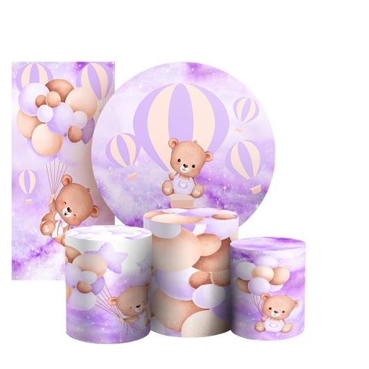 Arte Digital Painel de Festa - Ursinha Lilas 802856