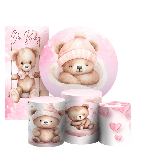 Arte Digital Painel de Festa - Ursinha Rosa 802857