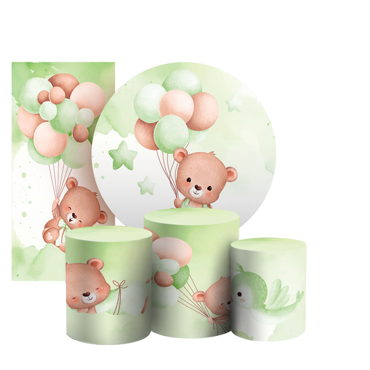 Arte Digital Painel de Festa - Urso Verde 802863