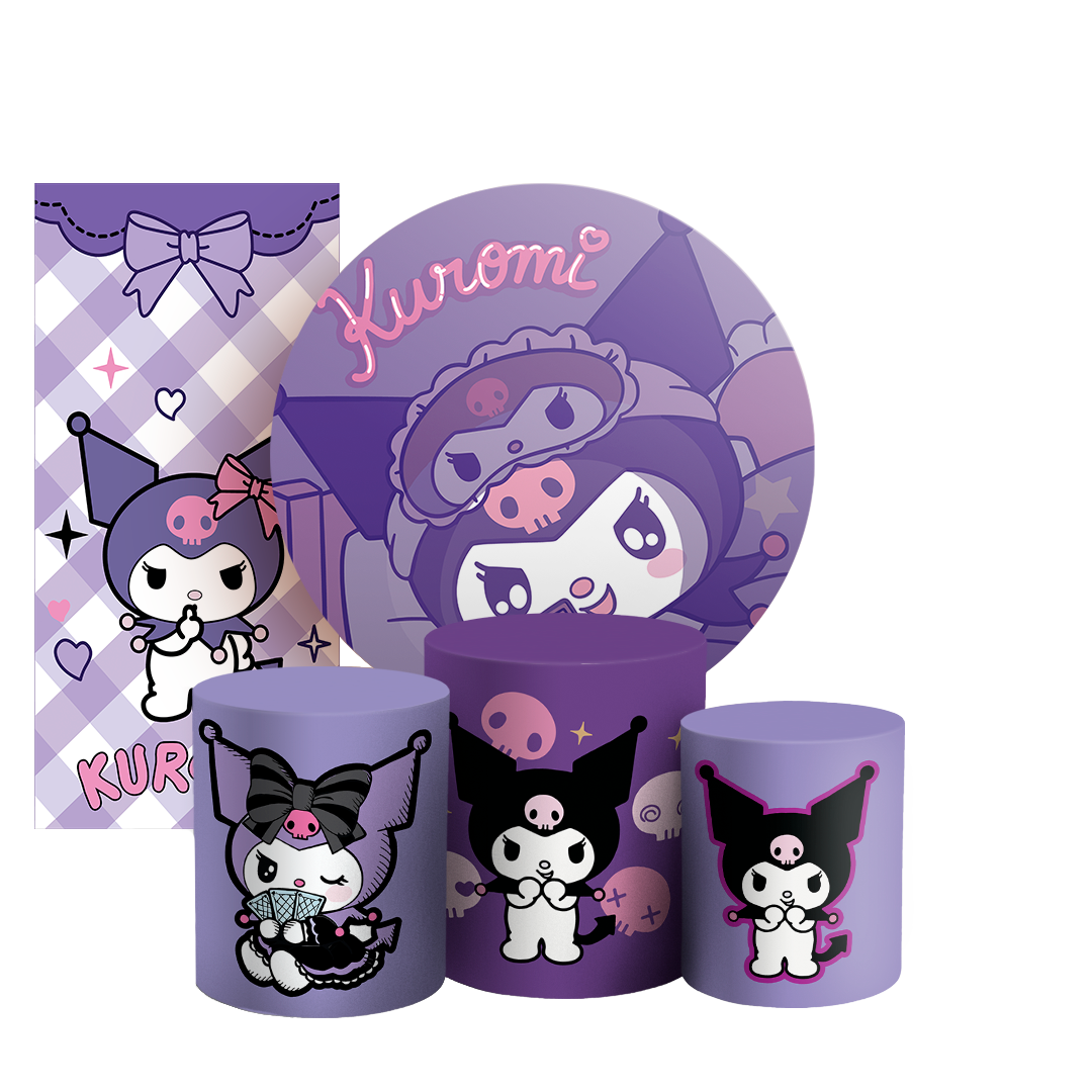 Arte Digital Painel de Festa - Kuromi Lilas 802947