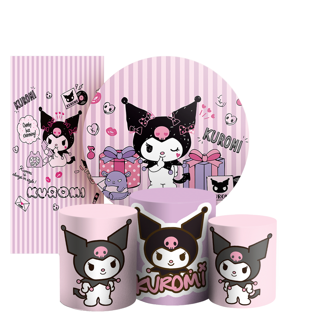 Arte Digital Painel de Festa - Kuromi Rosa 802948