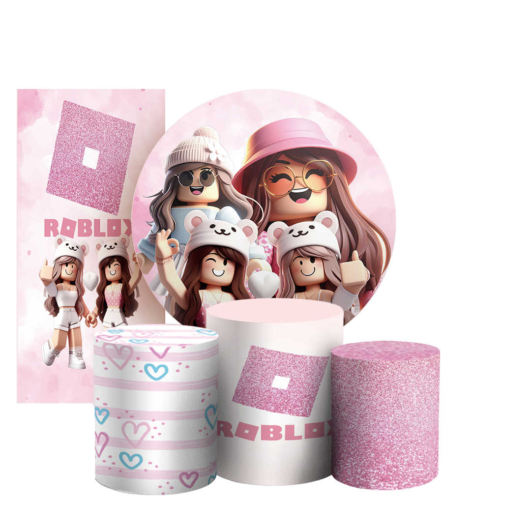 Arte Digital Painel de Festa - Roblox Rosa 803146