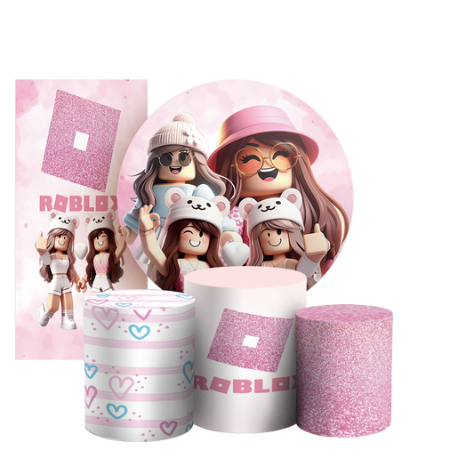 Arte Digital Painel de Festa - Roblox Rosa 803146