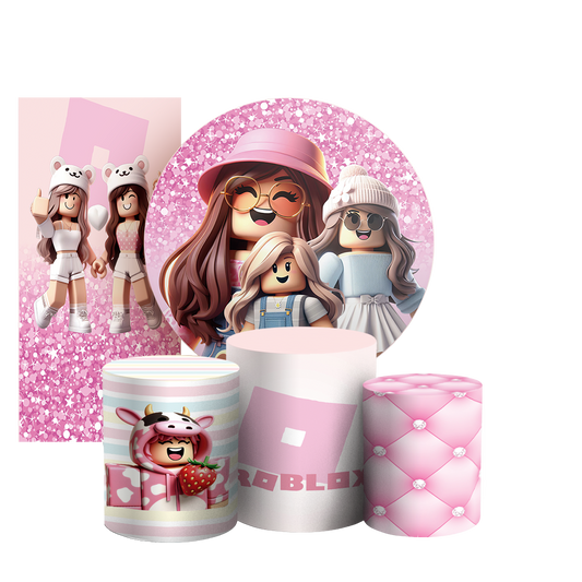 Arte Digital Painel de Festa - Roblox Rosa 803147