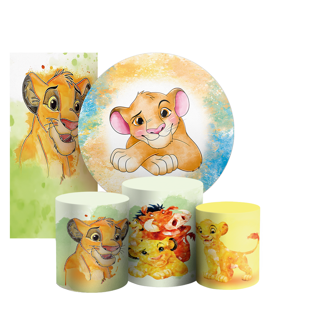 Arte Digital Painel de Festa - Rei Leao Aquarela 803198