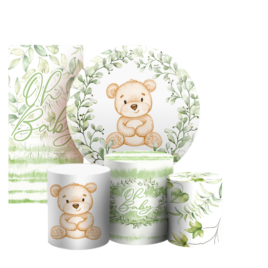 Arte Digital Painel de Festa - Urso Verde 803338