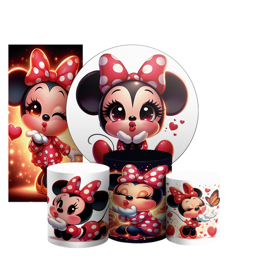 Arte Digital Painel de Festa - Minnie Vermelha Cute 803355