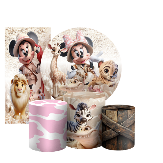 Arte Digital Painel de Festa - Minnie Safari 803415