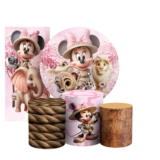 Arte Digital Painel de Festa - Minnie Safari 803416