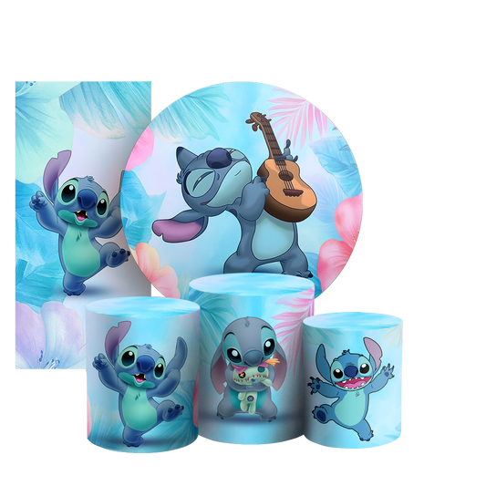 Arte Digital Painel de Festa - Lilo e Stitch Azul 803525