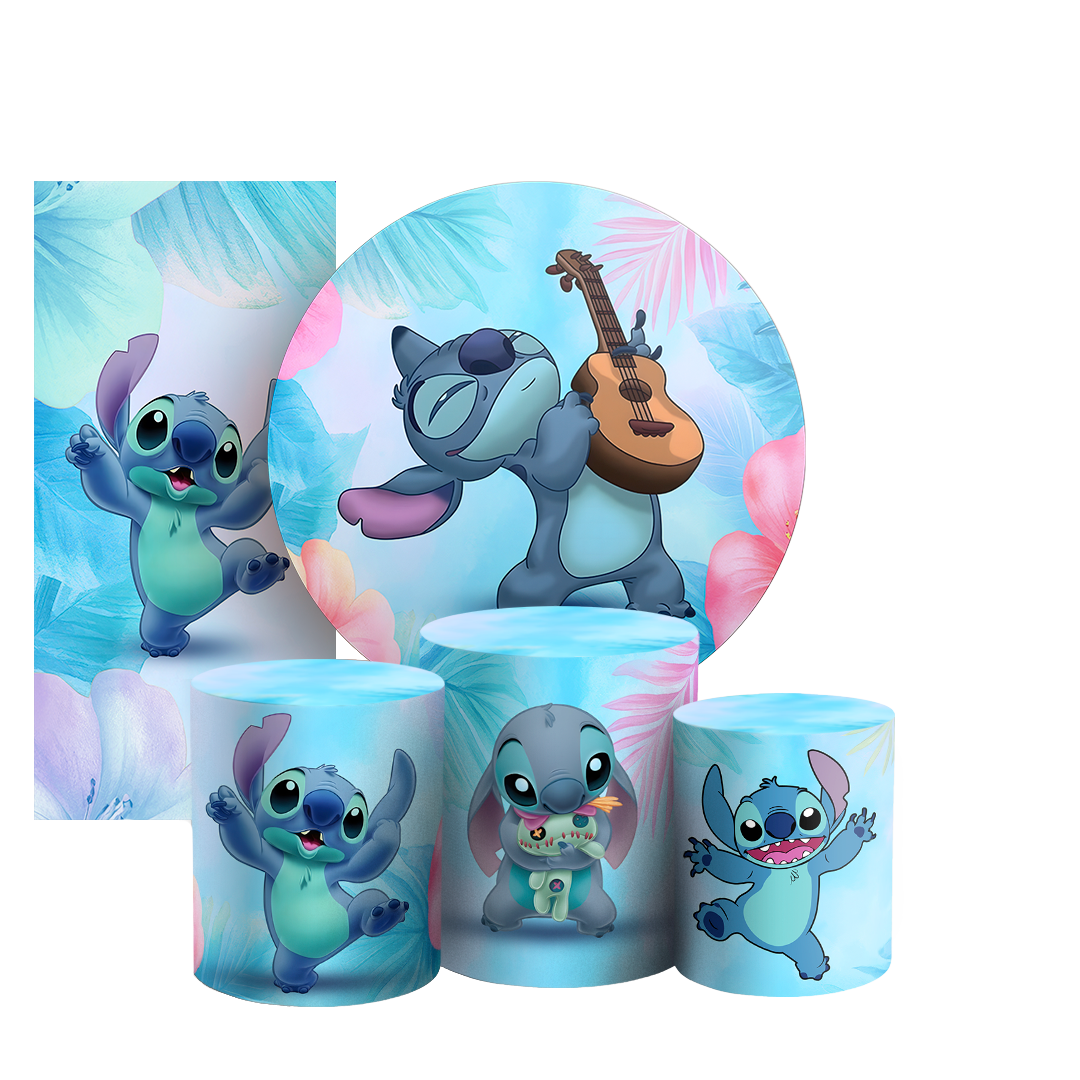 Arte Digital Painel de Festa - Lilo e Stitch Azul 803525